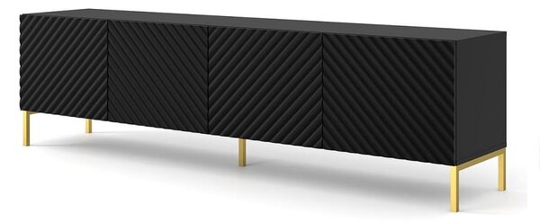 Długa szafka RTV glamour czerń+złoty 200cm | Umeblowana.com
