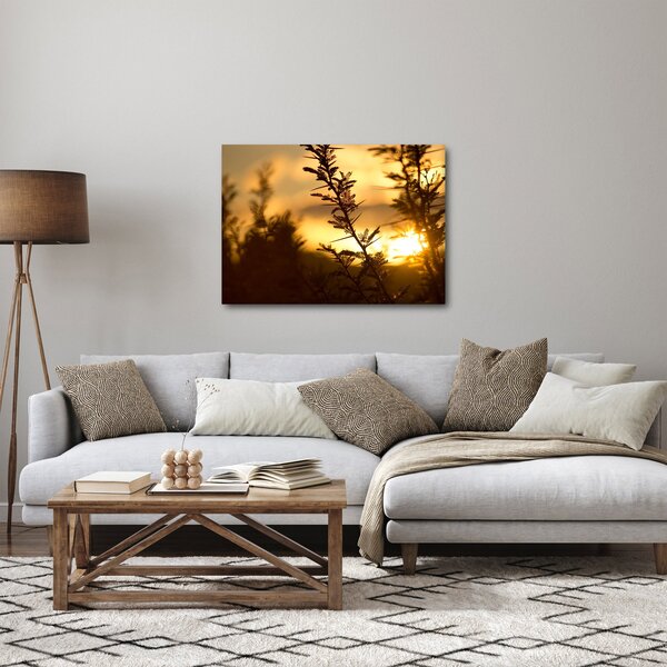 Obraz - słońce zachodzące za drzewami (70x50 cm)