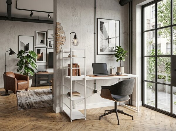 Biurko MAX 4.0 z regałem 120x44 cm, białe