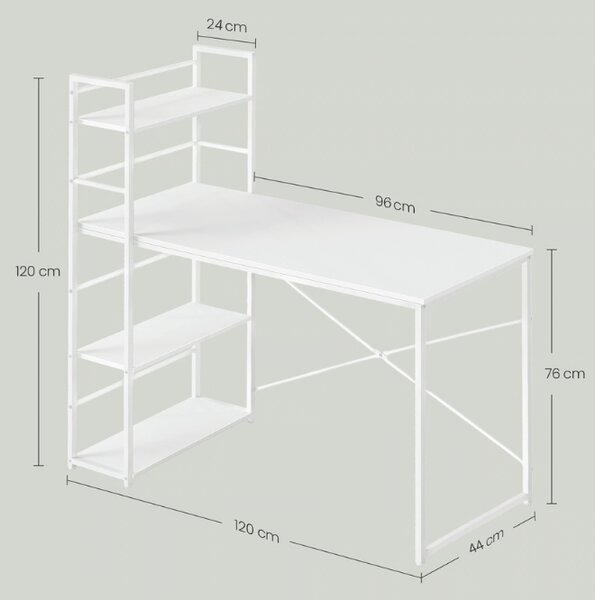 Biurko MAX 4.0 z regałem 120x44 cm, białe