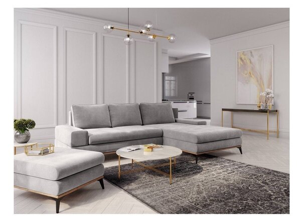 Jasnoszary rozkładany narożnik Windsor & Co Sofas Planet, prawostronny