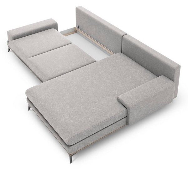Jasnoszary rozkładany narożnik Windsor & Co Sofas Planet, prawostronny
