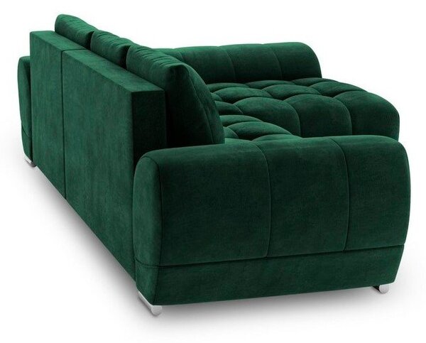 Butelkowozielony rozkładany narożnik z aksamitnym obiciem Windsor & Co Sofas Nuage, prawostronny