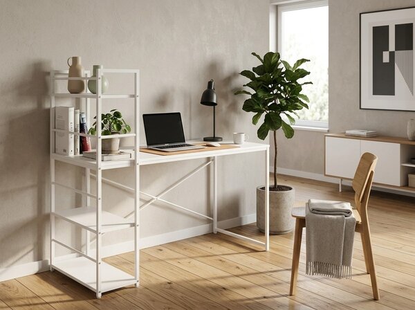 Biurko MAX 4.0 z regałem 120x44 cm, białe