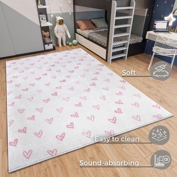 Biało-różowy dywan dziecięcy 120x170 cm Hearts – Hanse Home