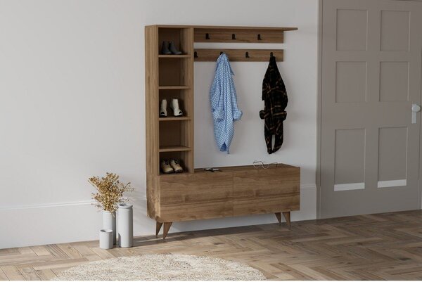 Naturalny zestaw do przedpokoju w dekorze orzecha Hale – Kalune Design