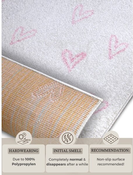 Biało-różowy dywan dziecięcy 120x170 cm Hearts – Hanse Home