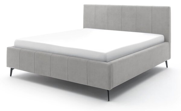Jasnoszare tapicerowane łóżko dwuosobowe ze schowkiem ze stelażem 180x200 cm Lizzano – Meise Möbel