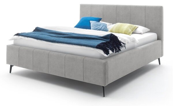 Jasnoszare tapicerowane łóżko dwuosobowe ze schowkiem ze stelażem 180x200 cm Lizzano – Meise Möbel