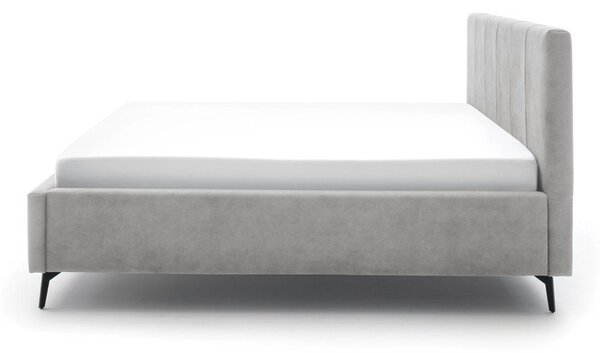Jasnoszare tapicerowane łóżko dwuosobowe ze schowkiem ze stelażem 180x200 cm Lizzano – Meise Möbel