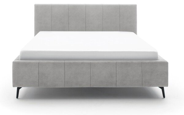 Jasnoszare tapicerowane łóżko dwuosobowe ze schowkiem ze stelażem 180x200 cm Lizzano – Meise Möbel