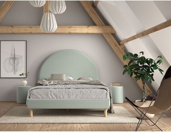 Zielone tapicerowane łóżko ze stelażem 140x200 cm MOON – Vipack