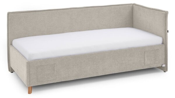 Beżowe tapicerowane narożne łóżko dziecięce ze schowkiem ze stelażem 90x200 cm Fun – Meise Möbel