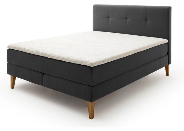 Antracytowe łóżko boxspring 160x200 cm Stockholm – Meise Möbel
