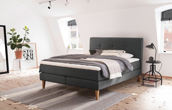 Antracytowe łóżko boxspring 160x200 cm Stockholm – Meise Möbel