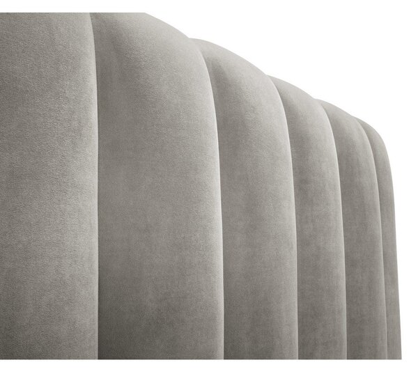 Jasnoszare tapicerowane łóżko dwuosobowe ze schowkiem i stelażem 180x200 cm Kelp – Micadoni Home
