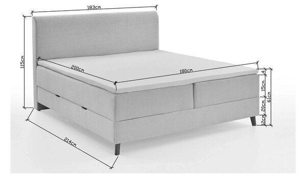 Beżowe łóżko boxspring ze schowkiem 180x200 cm Memphis − Meise Möbel
