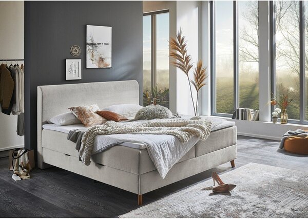Beżowe łóżko boxspring ze schowkiem 180x200 cm Memphis − Meise Möbel