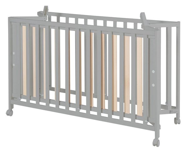 Szare łóżeczko na kółkach 60x120 cm Fold up – Roba