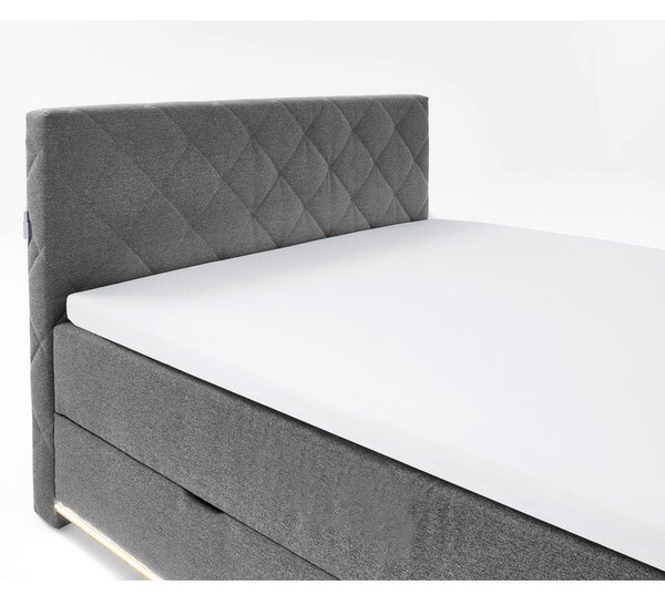 Szare łóżko boxspring ze schowkiem 180x200 cm Messina – Meise Möbel