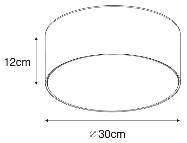 Nowoczesna lampa sufitowa czarna 30 cm ze złotym wnętrzem - Drum