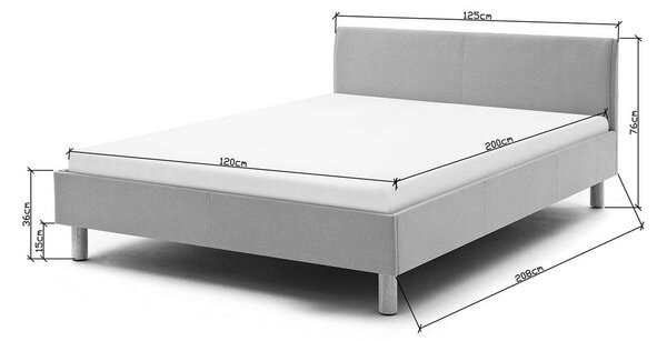 Niebieskie/szare tapicerowane łóżko jednoosobowe bez stelaża 120x200 cm Lena – Meise Möbel