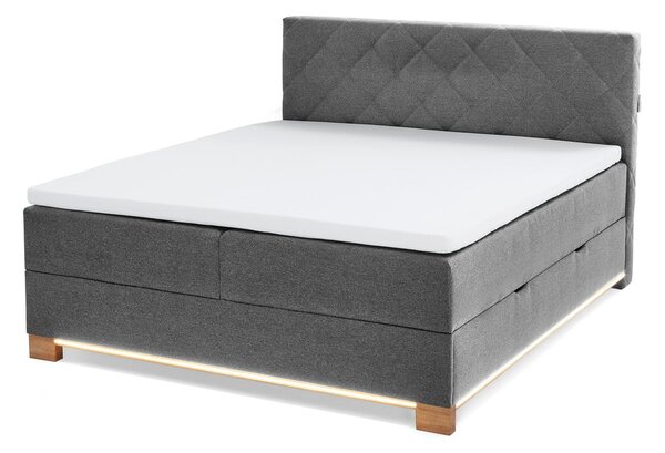 Szare łóżko boxspring ze schowkiem 180x200 cm Messina – Meise Möbel