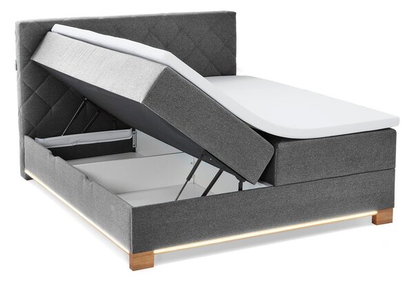 Szare łóżko boxspring ze schowkiem 180x200 cm Messina – Meise Möbel
