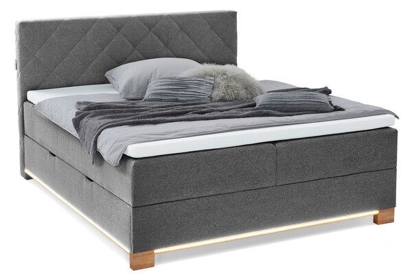 Szare łóżko boxspring ze schowkiem 180x200 cm Messina – Meise Möbel