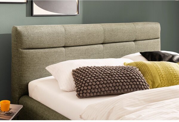 Zielone tapicerowane łóżko dwuosobowe ze schowkiem ze stelażem 160x200 cm Lotte – Meise Möbel