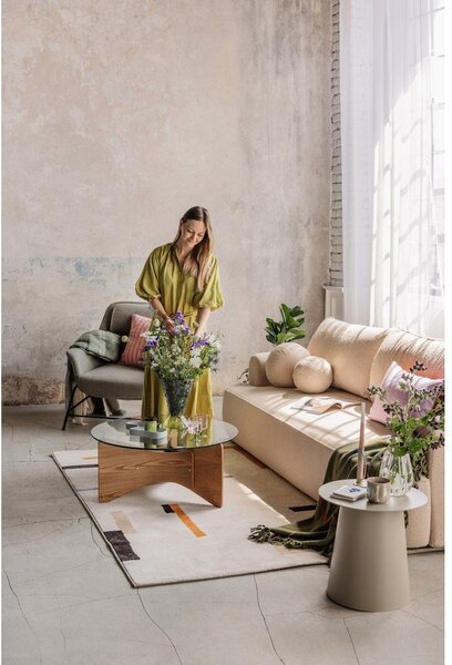 Niebieska rozkładana sofa z materiału bouclé 247 cm Quinoa – Bonami Selection