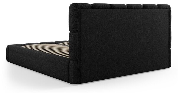 Czarne tapicerowane łóżko dwuosobowe ze schowkiem i stelażem 180x200 cm Bellis – Micadoni Home