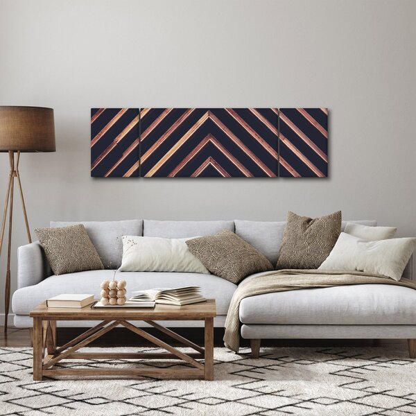 Obraz drewnianego motywu na czarnym tle (170x50 cm)