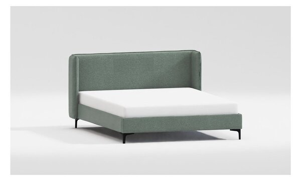 Zielone tapicerowane łóżko dwuosobowe ze stelażem 200x200 cm Basti – Ropez