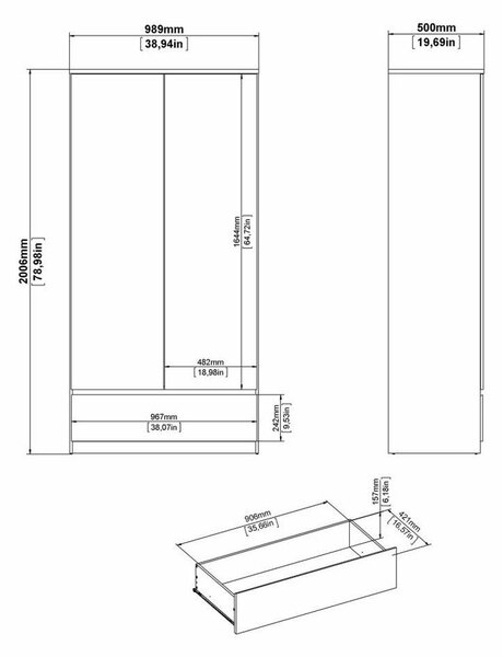 Biała szafa 99x201 cm Naia – Tvilum