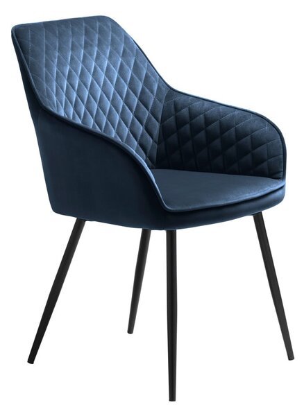Niebieski tapicerowany fotel jadalniany z podłokietnikami Milton – Unique Furniture
