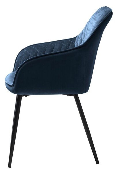 Niebieski tapicerowany fotel jadalniany z podłokietnikami Milton – Unique Furniture