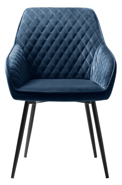 Niebieski tapicerowany fotel jadalniany z podłokietnikami Milton – Unique Furniture