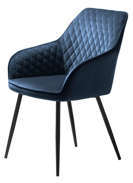 Niebieski tapicerowany fotel jadalniany z podłokietnikami Milton – Unique Furniture