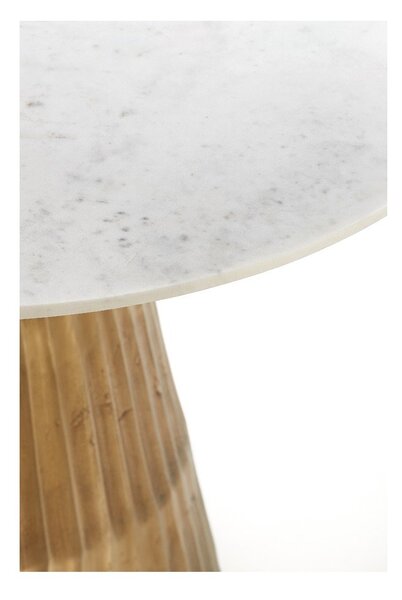 Biało-brązowy okrągły stół z blatem w dekorze marmuru ø 100 cm Leyda – Light & Living