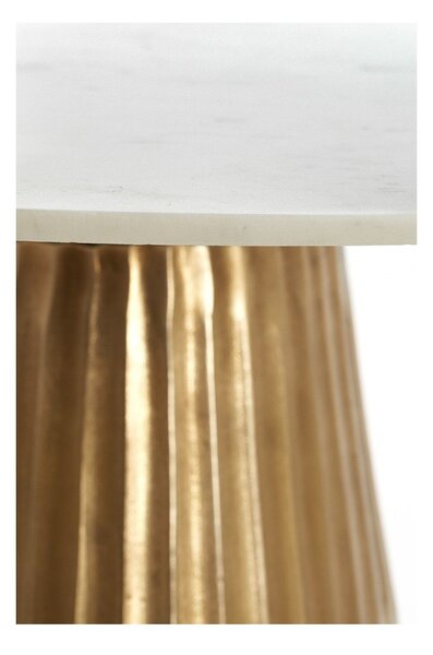 Biało-brązowy okrągły stół z blatem w dekorze marmuru ø 100 cm Leyda – Light & Living