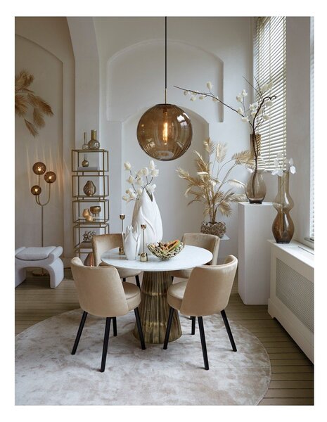 Biało-brązowy okrągły stół z blatem w dekorze marmuru ø 100 cm Leyda – Light & Living