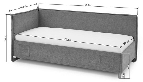 Szare tapicerowane narożne łóżko dziecięce ze schowkiem ze stelażem 120x200 cm Fun – Meise Möbel