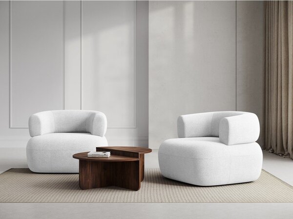 Biały fotel z materiału bouclé Jenny – Micadoni Home