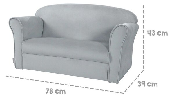 Jasnoszara aksamitna sofa dla dzieci 78 cm Lil Sofa – Roba