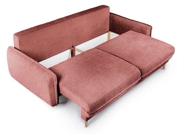 Czerwona rozkładana sofa z materiału bouclé 215 cm Patti – Bonami Selection