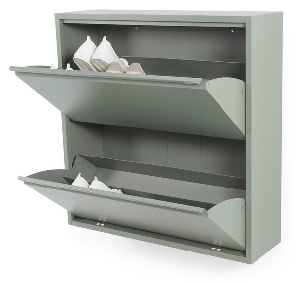 Szarozielona metalowa uchylna szafka na buty 75x77,5x22,5 cm Billy – Spinder Design