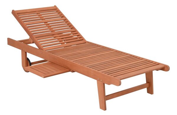 Kremowo-naturalny drewniany leżak ogrodowy San Diego – Garden Pleasure
