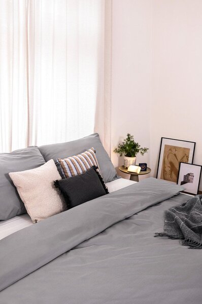 Szara pościel dwuosobowa z mikrosatyny 200x200 cm Basic – Bonami Essentials