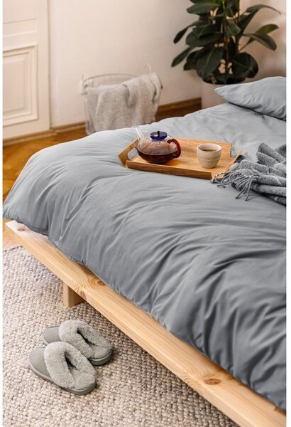 Szara pościel dwuosobowa z mikrosatyny 200x200 cm Basic – Bonami Essentials